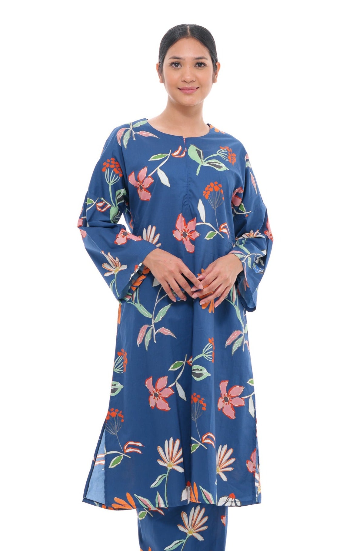 Jamilah Tunic in Dark Blue and Orange