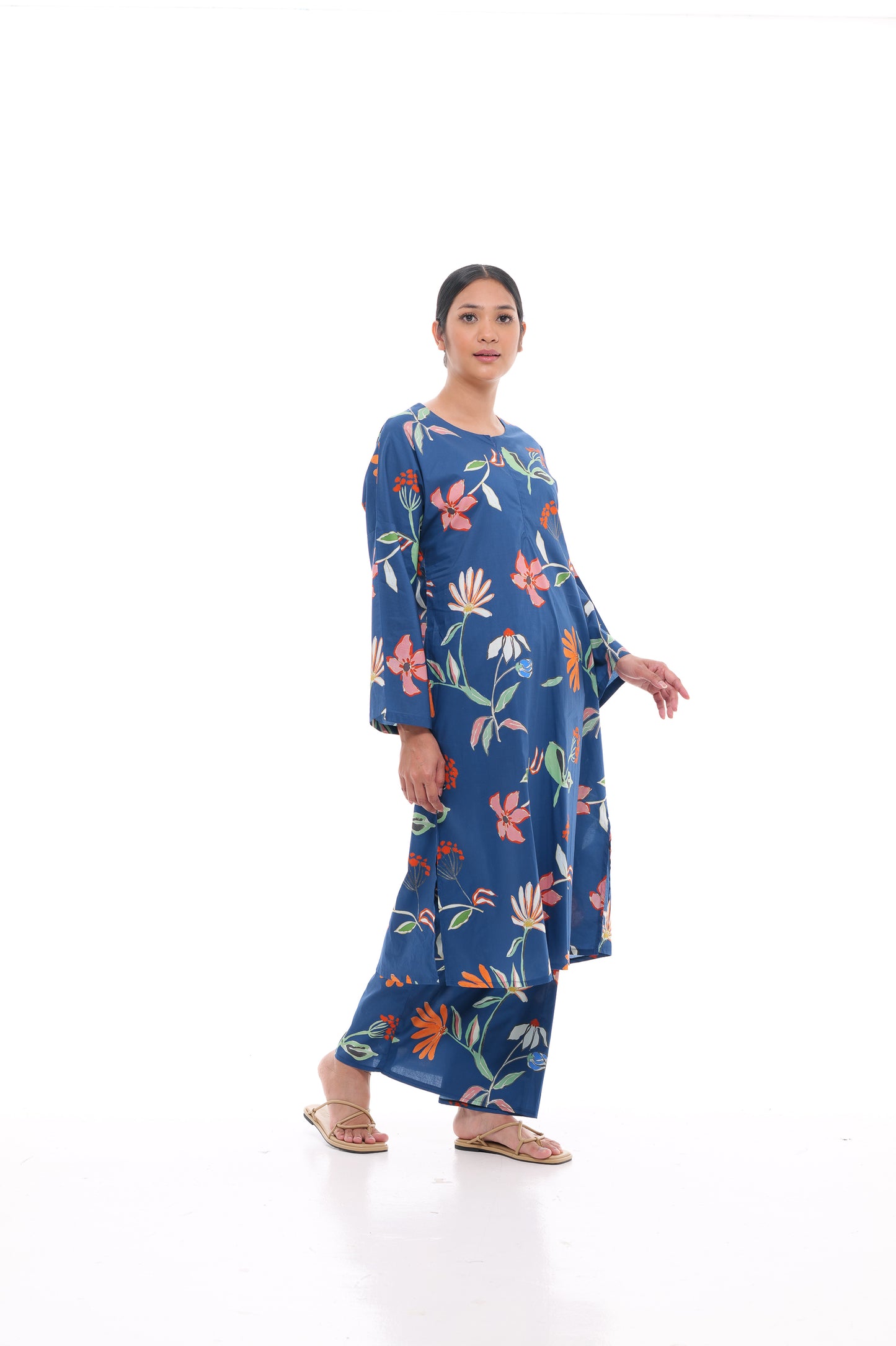 Jamilah Tunic in Dark Blue and Orange