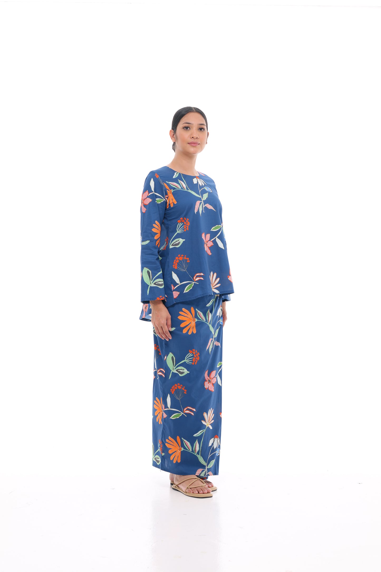Jamilah Top in Dark Blue and Orange