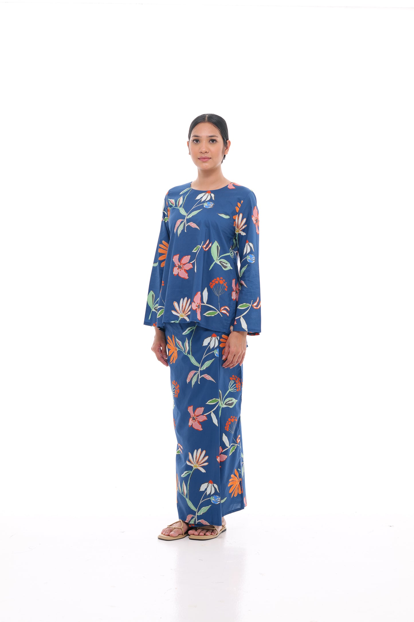 Jamilah Top in Dark Blue and Orange