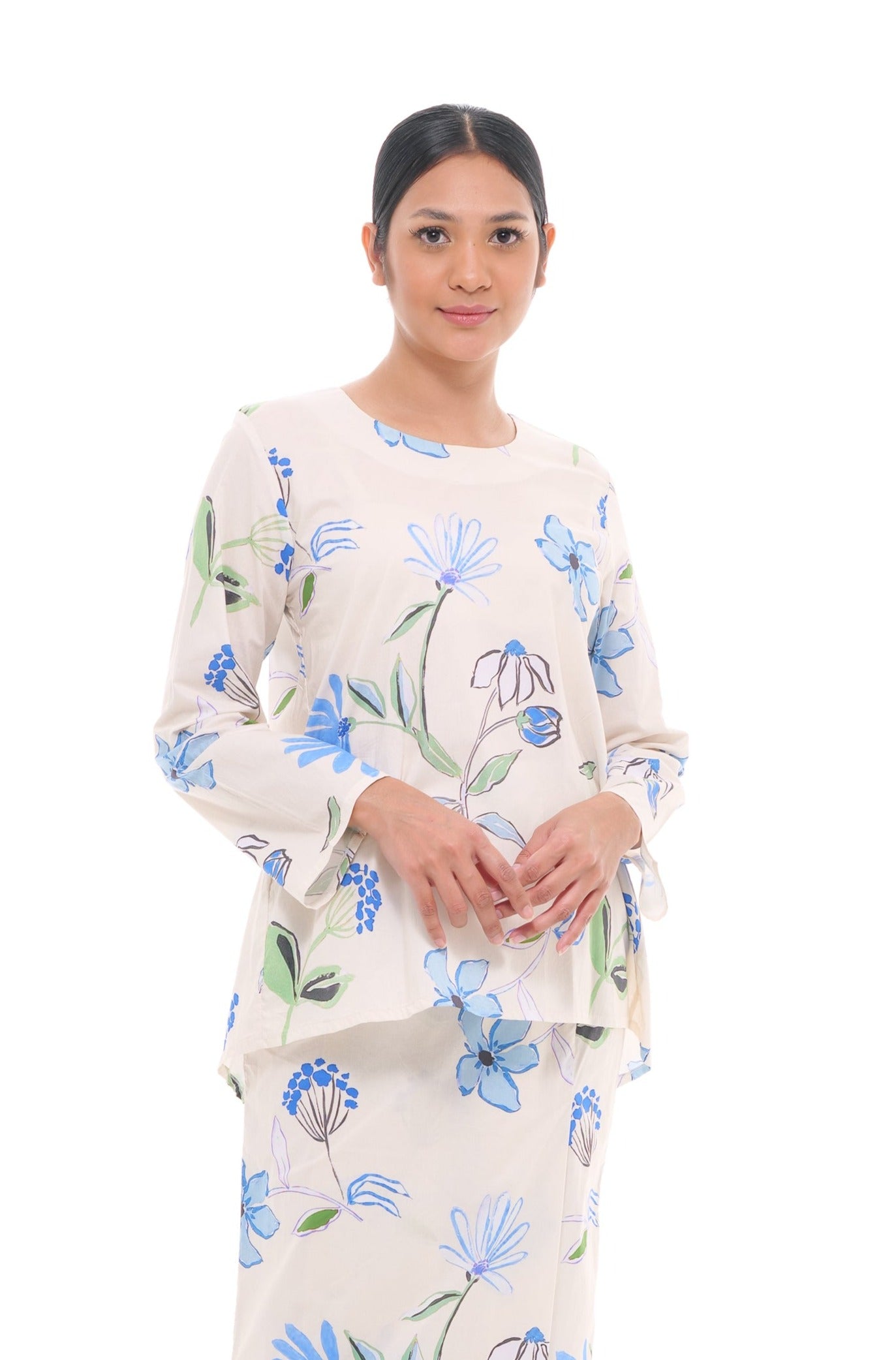 Jamilah Top in White and Blue