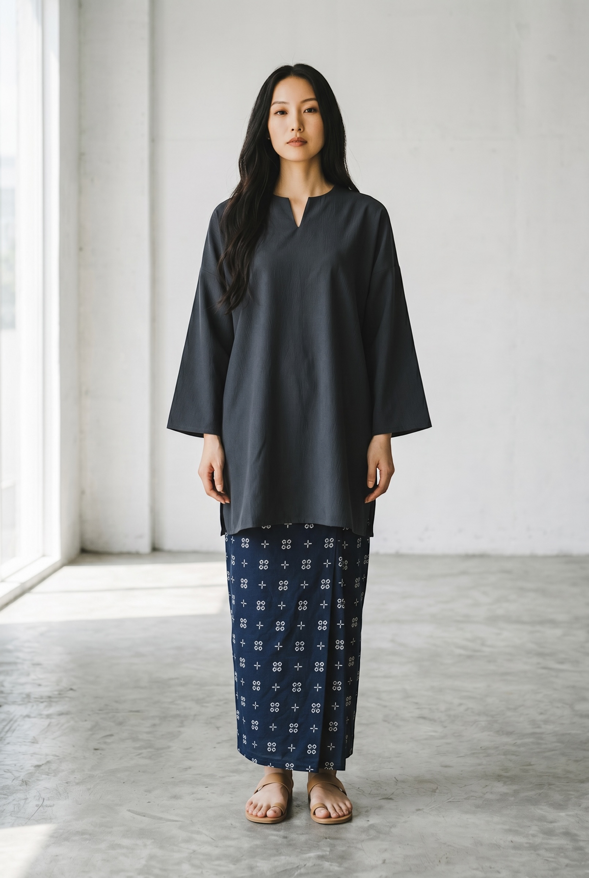 1/3 Oversized Midi in Blue