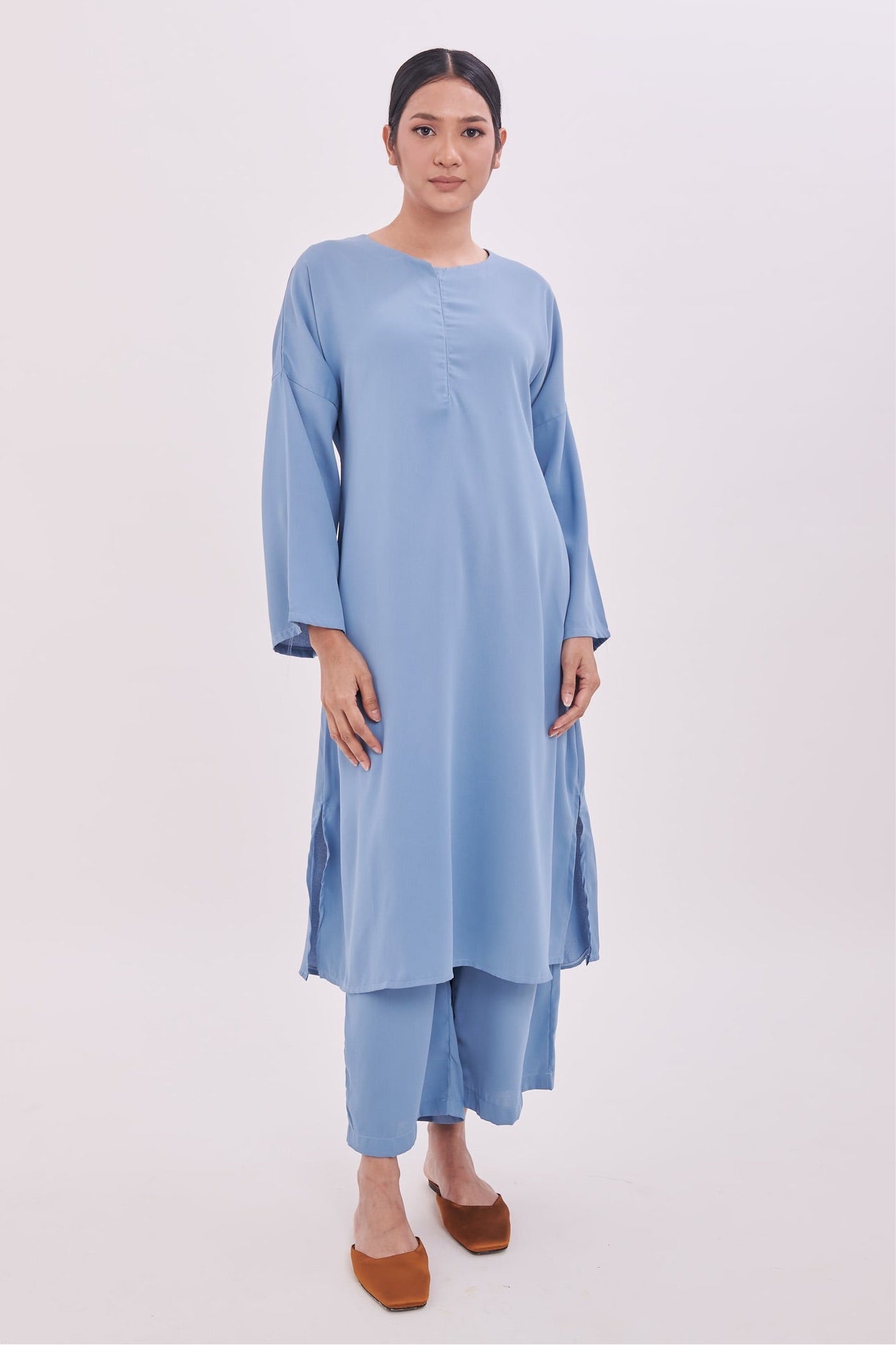 Edza Tunic Top in Stone Blue