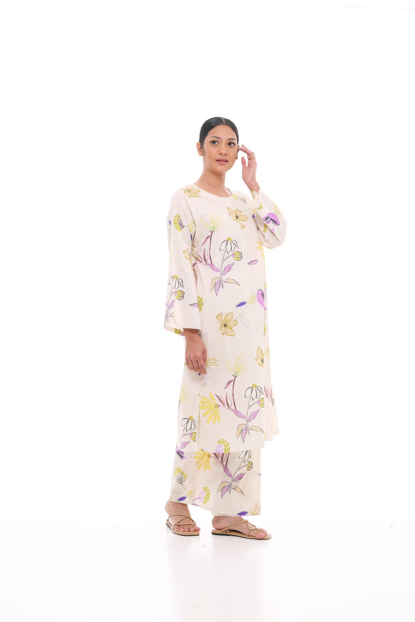 Jamilah Tunic in White and Yellow