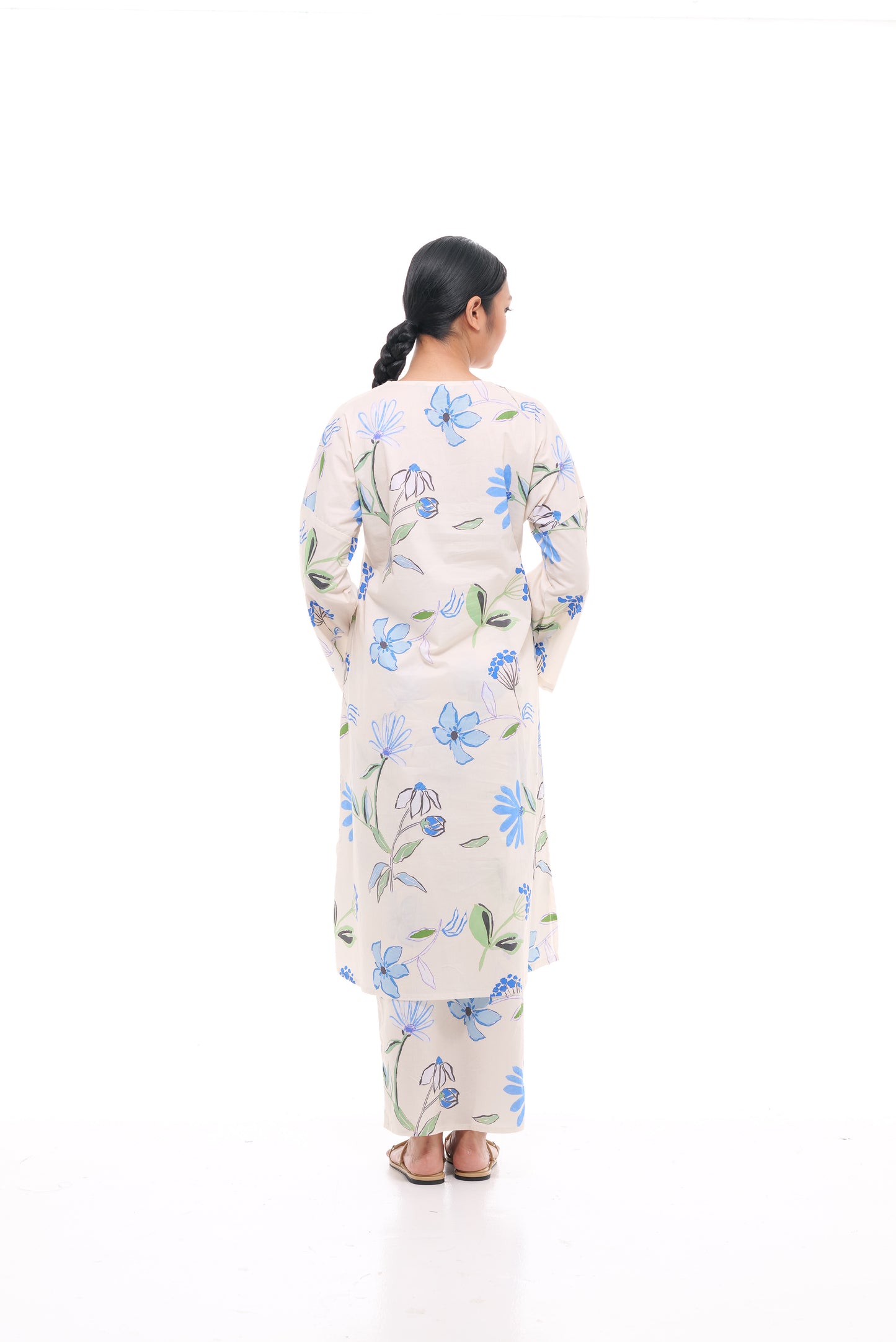 Jamilah Tunic in White and Blue